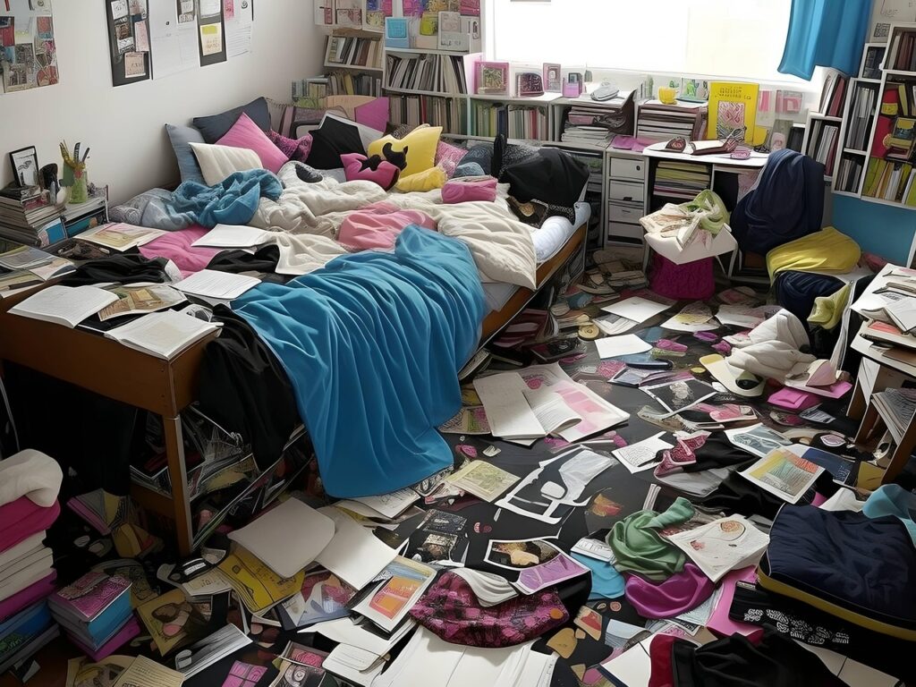 messy, mess, stress, depressive, depressed, depression, sad, lonely, lazy, room, bedroom, interior, home, clutter, disorganized, chaos, teenager, tangled, vibrant, ai generated, clutter, clutter, clutter, clutter, clutter, disorganized, chaos